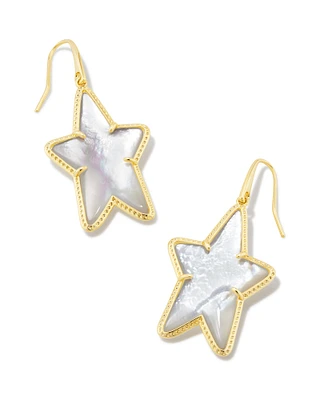 Ada Gold Star Drop Earrings in Ivory Mother-of-Pearl