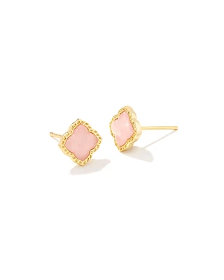 Mallory Gold Stud Earrings in Rose Quartz