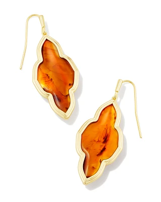 Framed Abbie Gold Drop Earrings in Marbled Amber Illusion