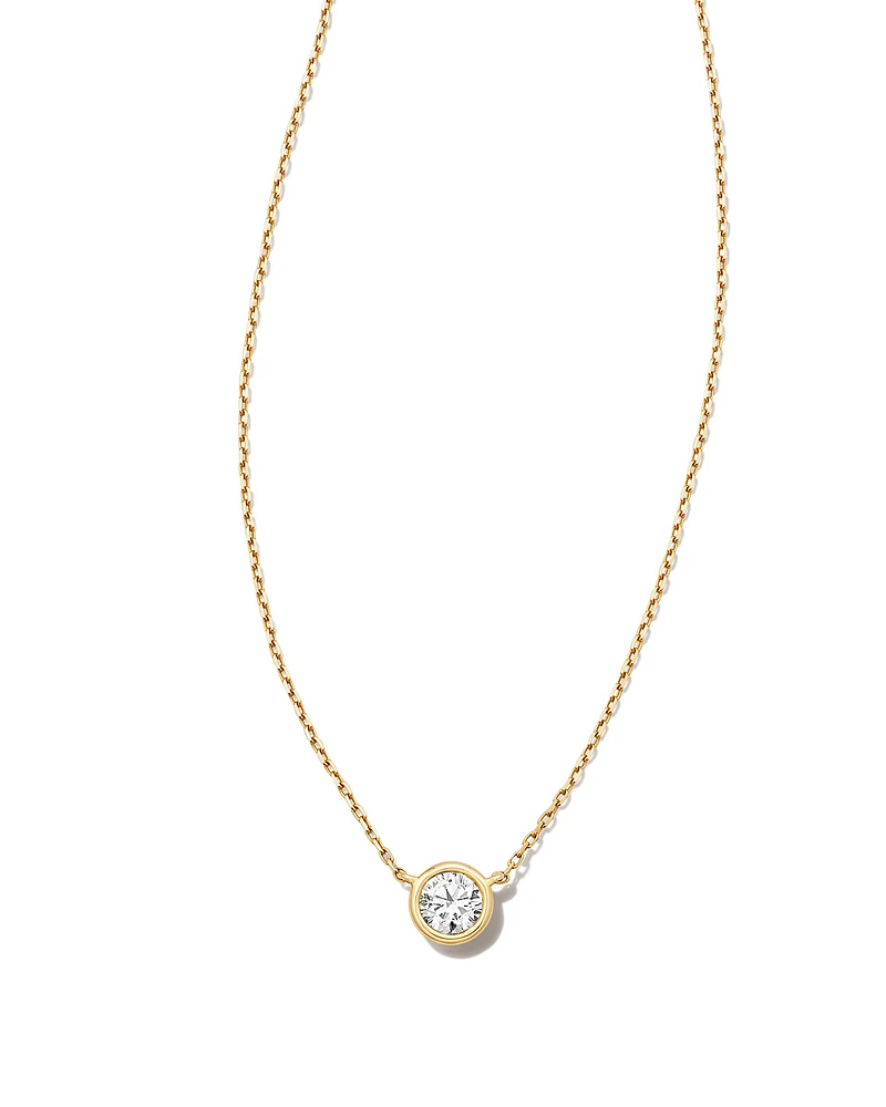 Lab Grown White Diamond Audrey Pendant Necklace in 14k Yellow Gold