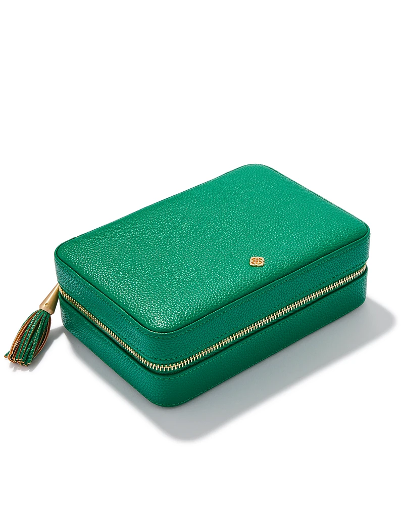 Medium Zip Jewelry Case in Green