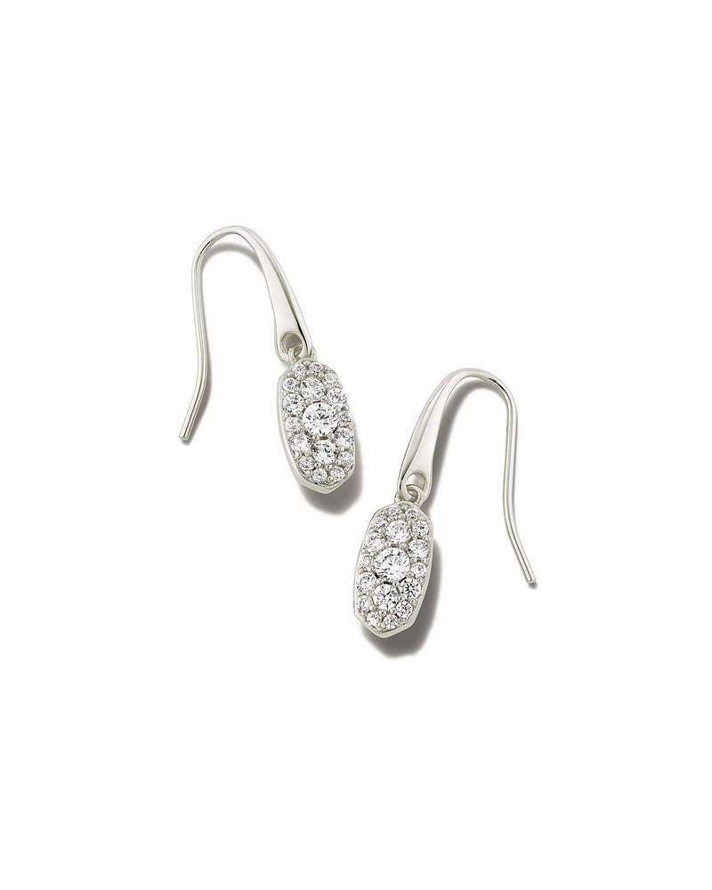 Grayson Silver Drop Earrings in White Crystal