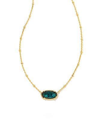 Faceted Gold Elisa Short Pendant Necklace in Dark Teal Mica