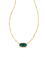 Faceted Gold Elisa Short Pendant Necklace in Dark Teal Mica