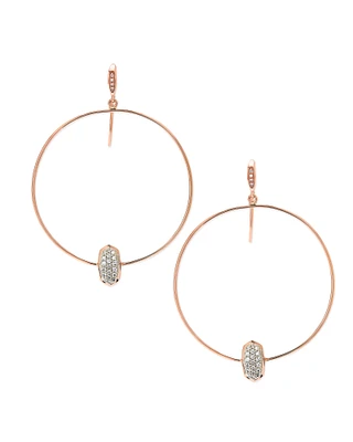 Elora 14k Rose Gold Hoop Earrings in White Diamond