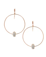 Elora 14k Rose Gold Hoop Earrings in White Diamond