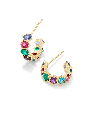 Cailin Gold Crystal Huggie Earrings in Multi Mix