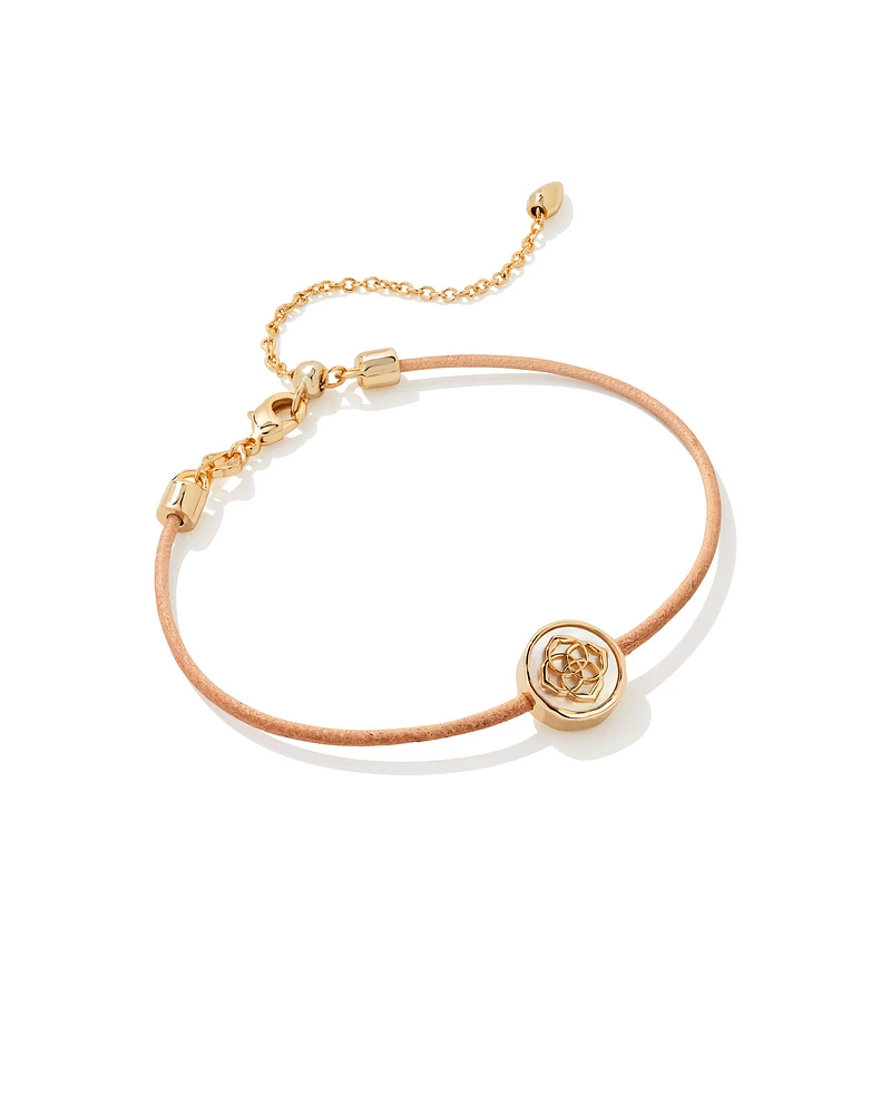 Stamped Dira Gold Bracelet in Ivory Mother-Of-Pearl