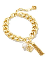 Everleigh Gold Chain Bracelet in White Pearl