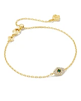 Ashrafa Gold Eye Delicate Chain Bracelet in Green Crystal Mix