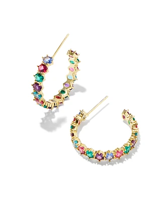 Cailin Gold Crystal Hoop Earrings in Multi Mix