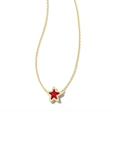 Jae Gold Star Small Short Pendant Necklace in Cranberry Illusion