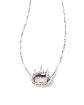 Elisa Unicorn Bright Silver Short Pendant Necklace in Dichroic Glass