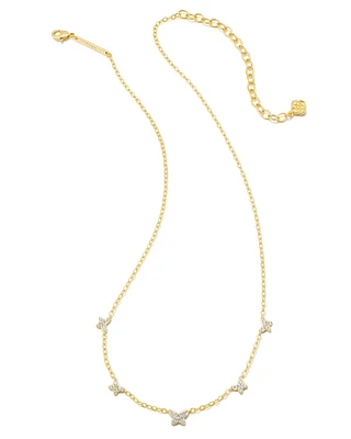 Lillia Crystal Butterfly Gold Strand Necklace in White Crystal