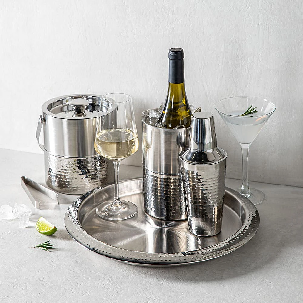 KSP Bar Essentials 'Hammered' Round Bar Tray
