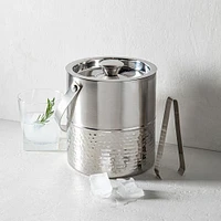 KSP Bar Essentials 'Hammered' Double Wall Ice Bucket with Tongs