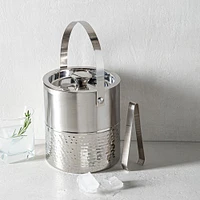 KSP Bar Essentials 'Hammered' Double Wall Ice Bucket with Tongs