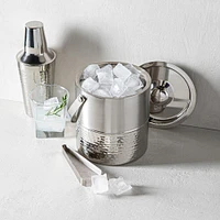 KSP Bar Essentials 'Hammered' Double Wall Ice Bucket with Tongs