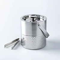 KSP Bar Essentials 'Hammered' Double Wall Ice Bucket with Tongs