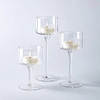 KSP Elise Stem Glass Pillar Candle Holder - Set of 3 (Clear)