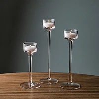 KSP Elise Stem Glass Tealight Candle Holder - Set of 3 (Clear)