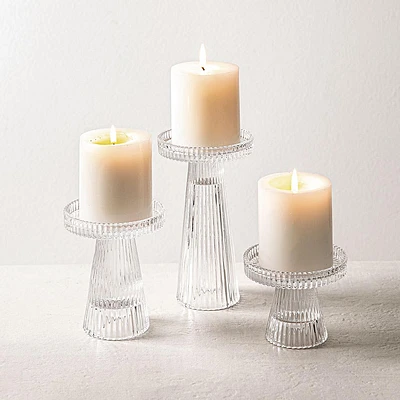 KSP Ava Ribbed Glass Pillar Candle Holder