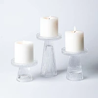 KSP Ava Ribbed Glass Pillar Candle Holder