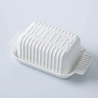 KSP Ribbed Porcelain Butter Dish with Lid (White)