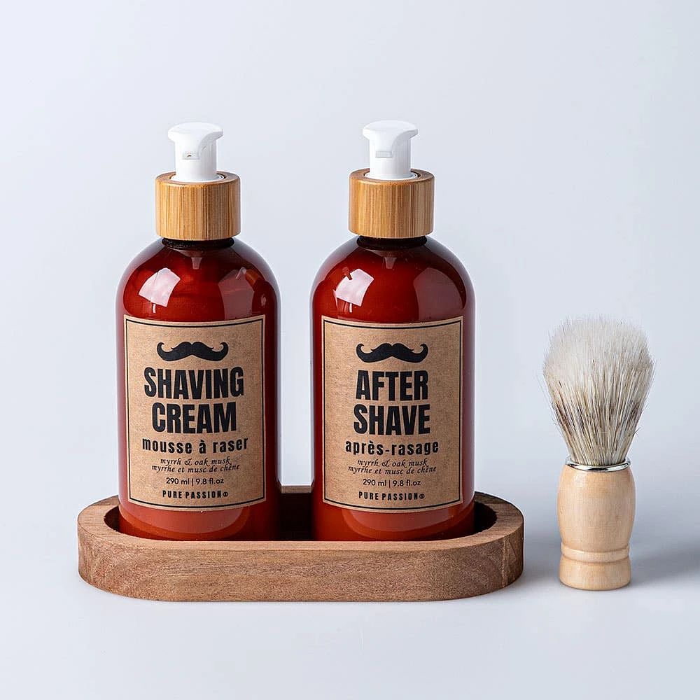 Pure Passion Myrrh & Oak Musk Men's Shaving Kit with Caddy - Set of 3