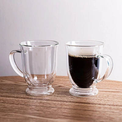 KSP Genoa Double Wall Glass Mug - Set of 2 (Clear)