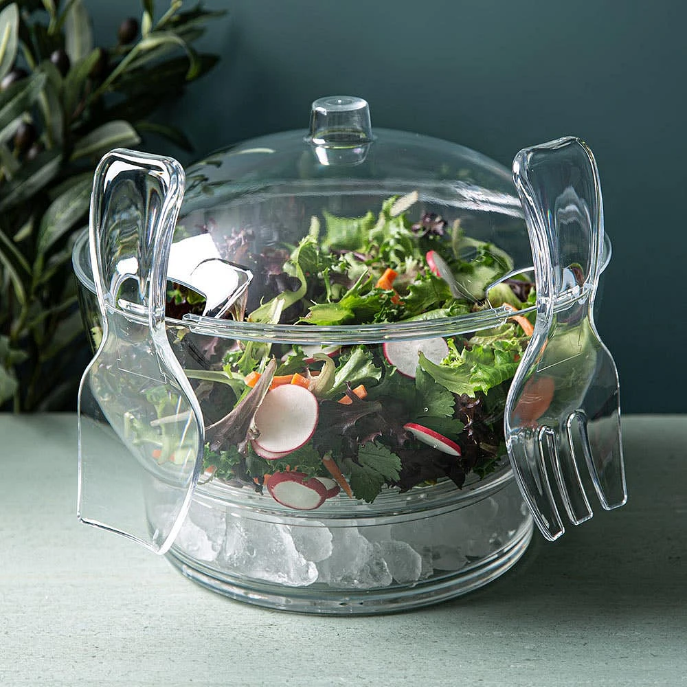 KSP Chill It Serving Bowl with Servers - Set of 6 (Clear)