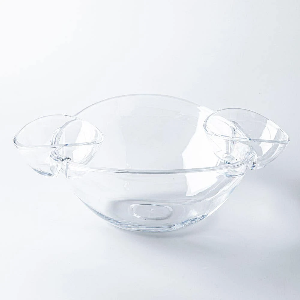 KSP Perch Chip and Dip Serving Bowl - Set of 3 (Clear)