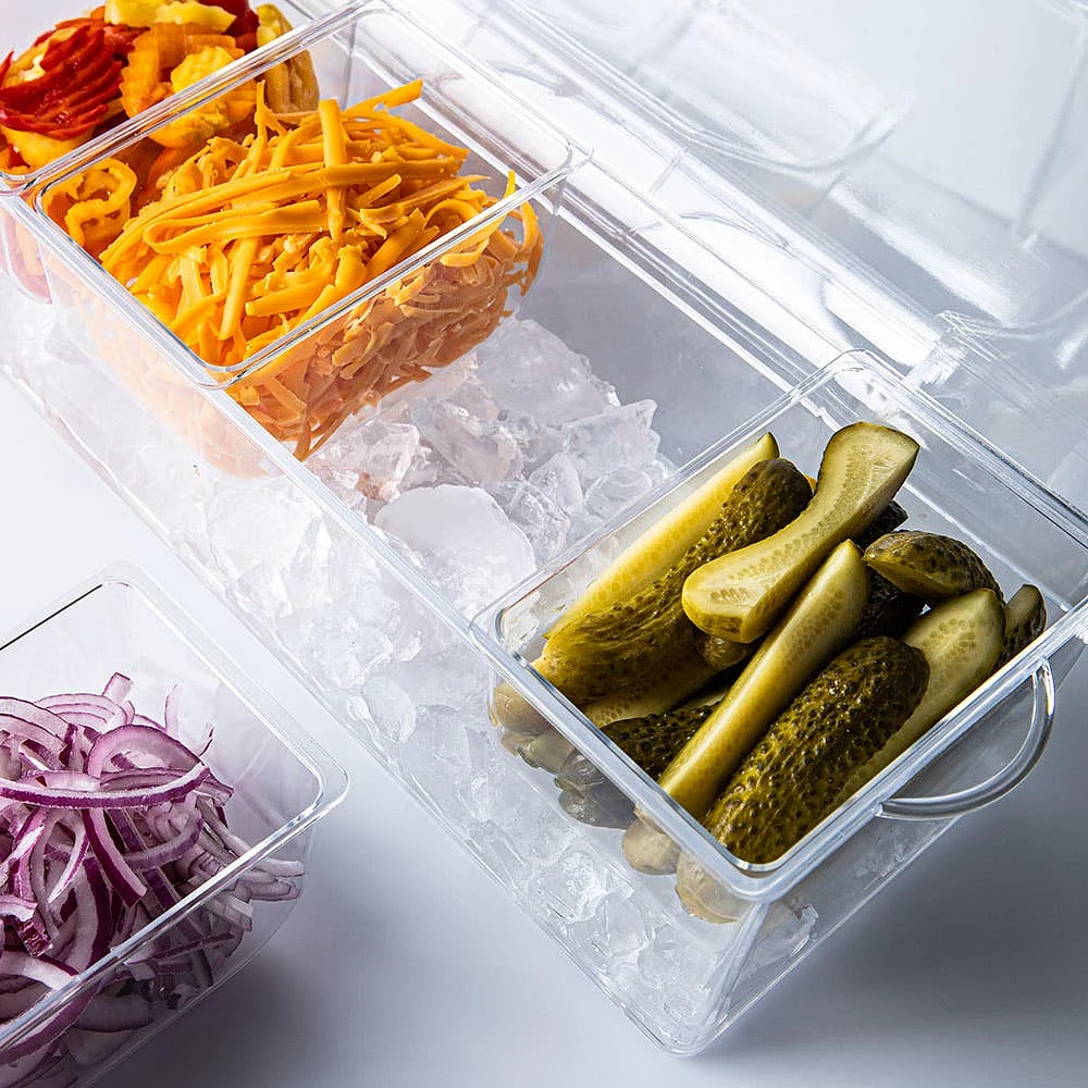 KSP Chill It Condiment Tray 16” x 6.25” x 4.75" (Clear)
