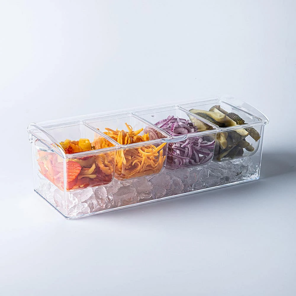KSP Chill It Condiment Tray 16” x 6.25” x 4.75" (Clear)