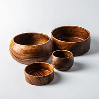 KSP Tala Acacia Wood Round Straight Bowl Small 15 x 15 x 5 cm