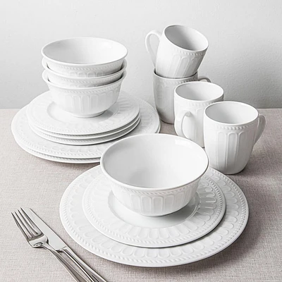 KSP Petal Porcelain Dinnerware - Set of 16 (White)