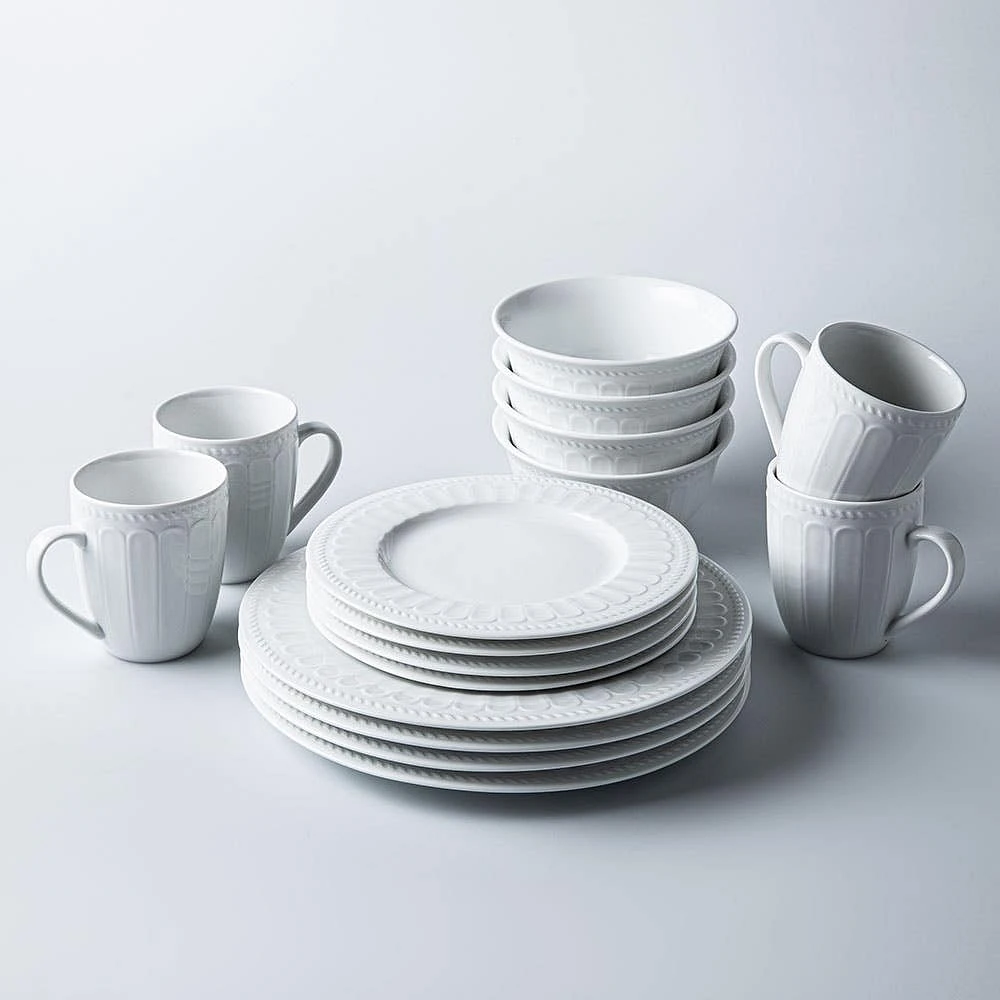 KSP Petal Porcelain Dinnerware - Set of 16 (White)