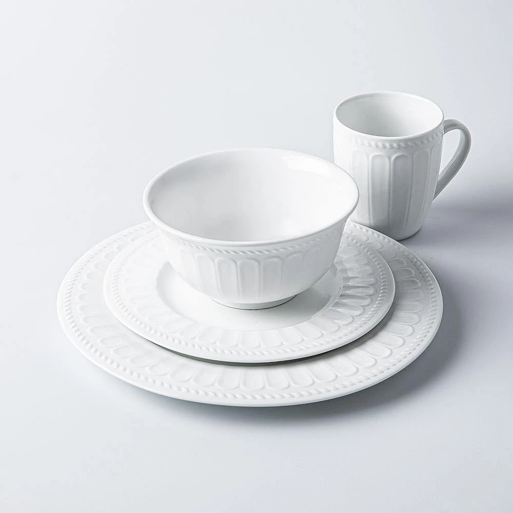 KSP Petal Porcelain Dinnerware - Set of 16 (White)