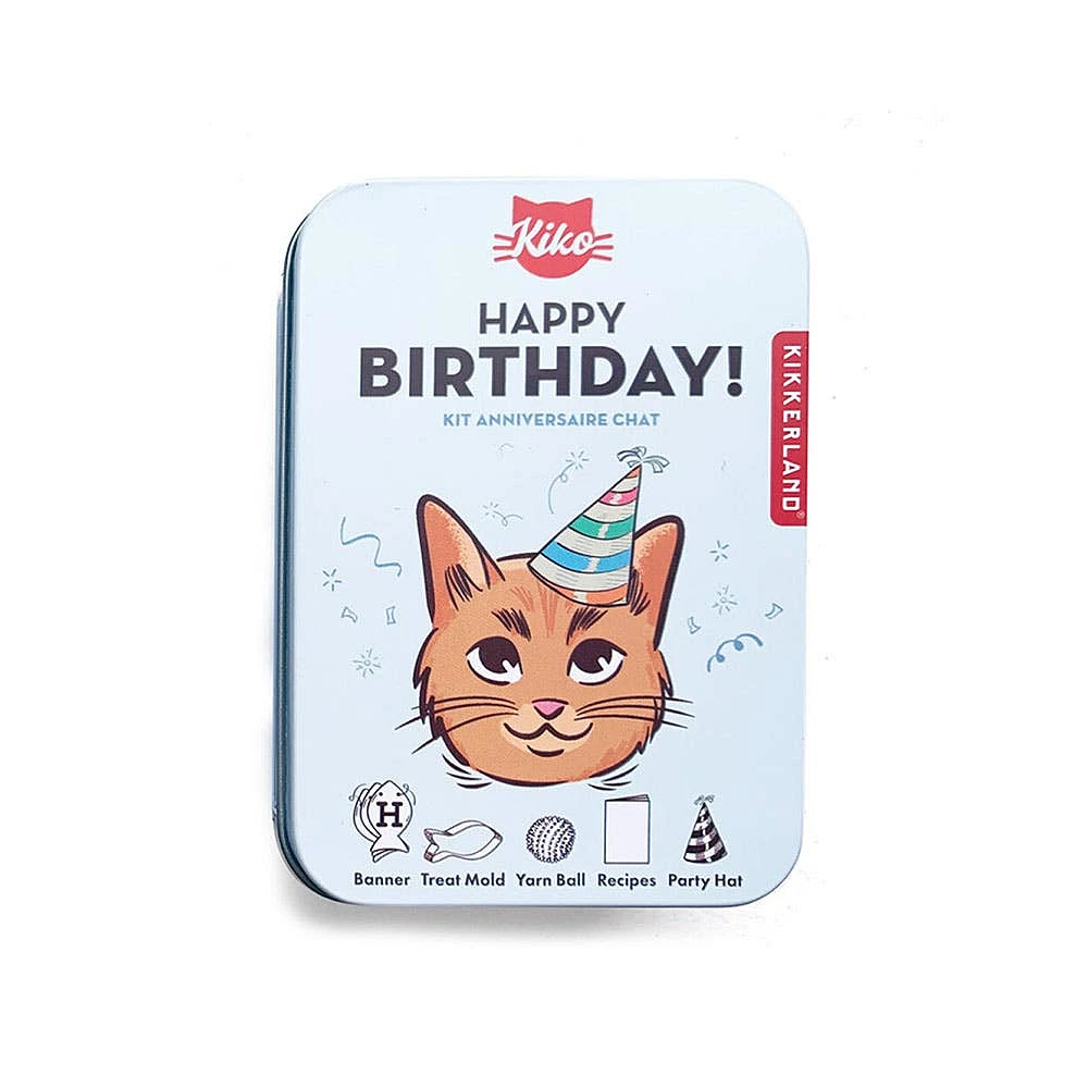 Kikkerland Tin 'Kiko' Happy Birthday Cat