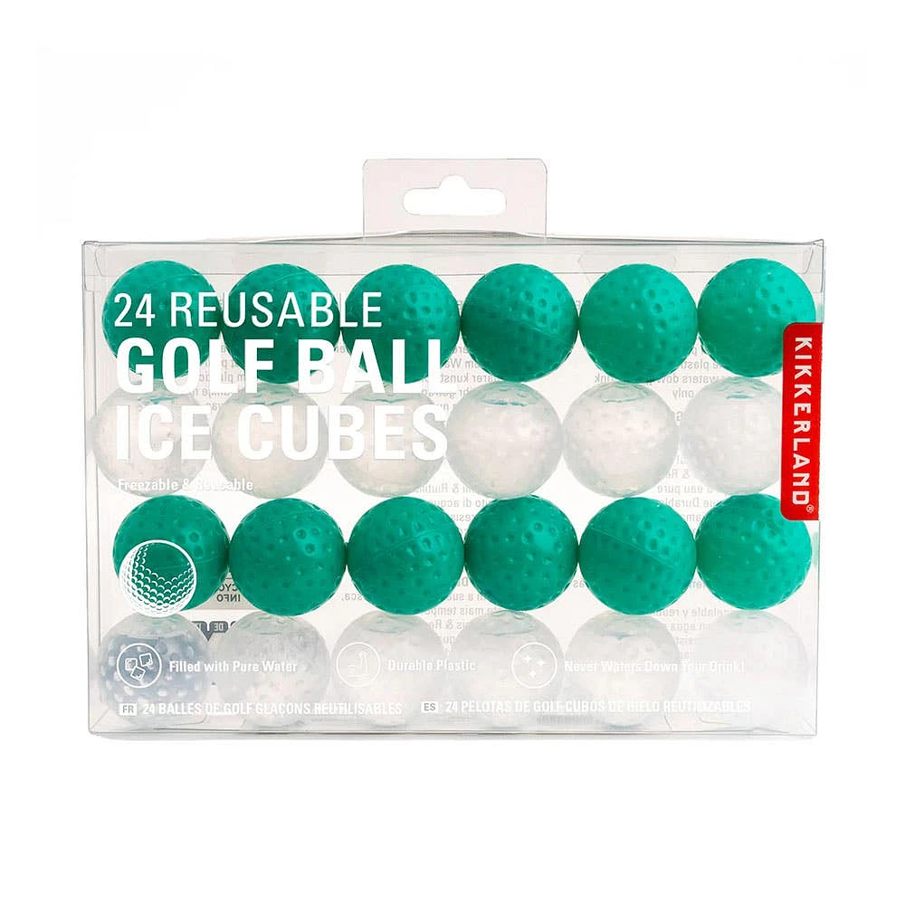 Kikkerland Fairway Golf Ball Resuable Ice Cube Set of 24 (Green/White)