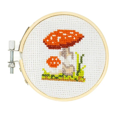 Kikkerland Cross Stitch 'Mushroom' Mini Embroidery Kit