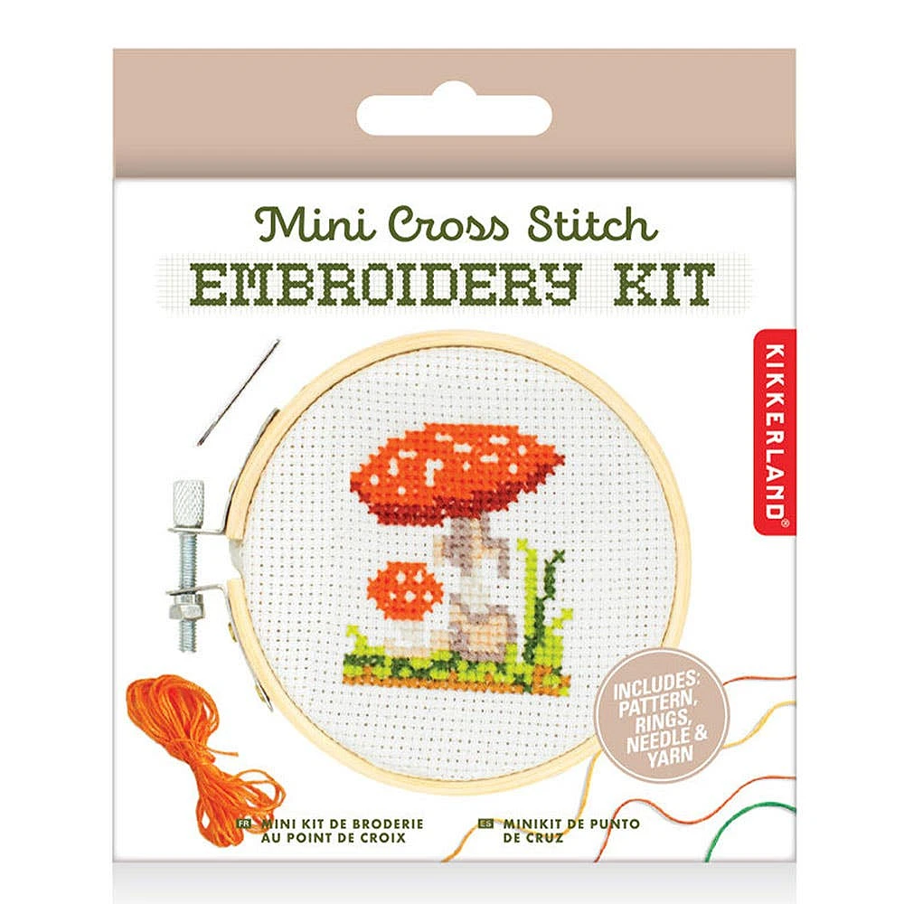 Kikkerland Cross Stitch 'Mushroom' Mini Embroidery Kit