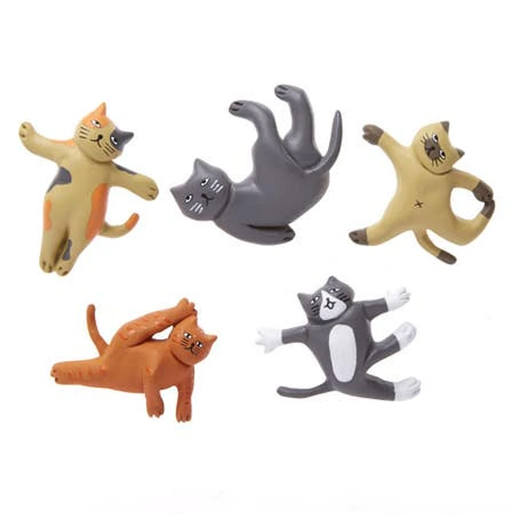 Kikkerland Funky 'Cat Yoga' Magnet - Set of 5 (Multi Colour)