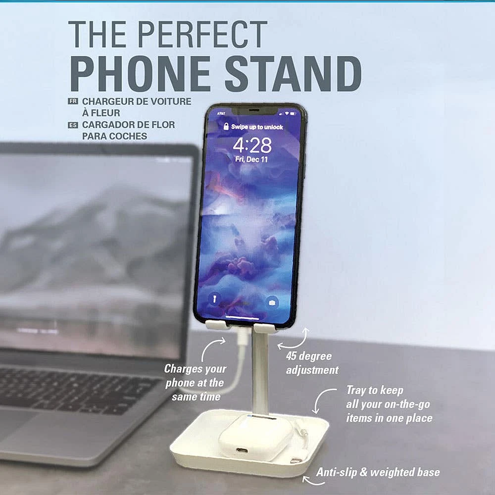 Kikkerland Tech Adjustable Perfect Phone Stand (White)