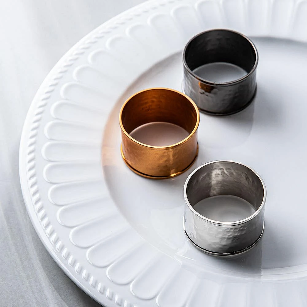 KSP Gather & Dine 'Hammered Duo' Napkin Ring (Rose Gold)