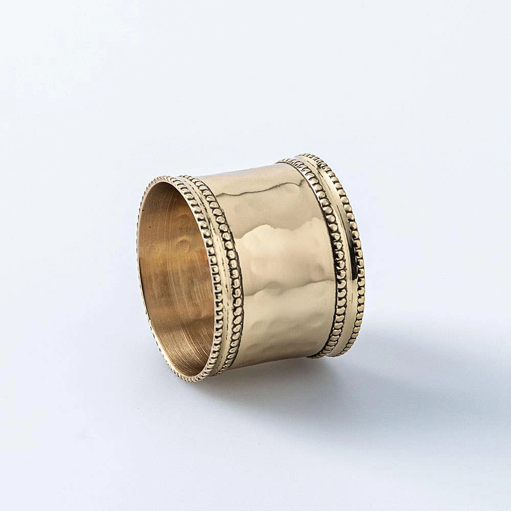 KSP Gather & Dine 'Beaded Edge' Napkin Ring (Shiny Brass)