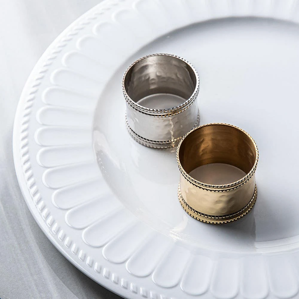 KSP Gather & Dine 'Beaded Edge' Napkin Ring (Shiny Brass)