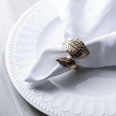 KSP Gather & Dine 'Leaf' Napkin Ring (Shiny Brass)