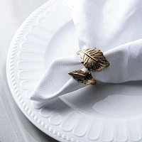 KSP Gather & Dine 'Leaf' Napkin Ring (Shiny Brass)