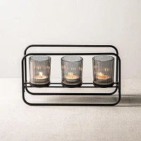 KSP Horizon '3-Lite' Iron Candle Holder (Black/Smoke)